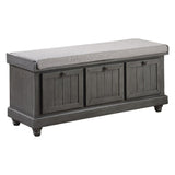 ZUN 1pc Durable Storage Bench Dark Gray Finish Foam Cushioned Seat Upholstery Flip-Top Seat Solid Wood B011P170010