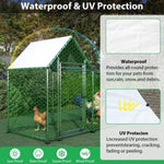 ZUN 10x3FT Metal Chicken Coop Run Backyard Hen House Poultry Habitat Cage w/Cover W2505P151984