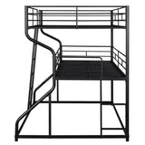 ZUN Full XL over Twin XL over Queen Size Triple Bunk Bed with Long and Short Ladder,Black 50005798