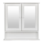 ZUN Double Door Mirror Indoor Bathroom Wall Mounted Cabinet Shelf White 06193321