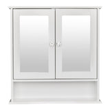 ZUN Double Door Mirror Indoor Bathroom Wall Mounted Cabinet Shelf White 06193321