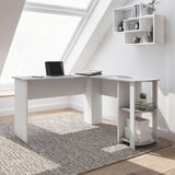 ZUN Modern L-Shaped Desk with Side Shelves, Grey 56413101