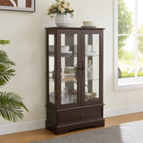 Glass Cabinet Lighted Glass Cabinet Curio Display Cabinet with Adjustable Glass Shelves 2 Doors and W2275P178888
