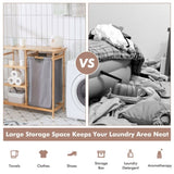 Bamboo Laundry Hamper Stand with 3-Tier Open Shelves 79290074