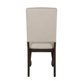 Fabric Upholstery Side Chairs 2pc Set Grayish Brown Finish Wood Frame Nailhead Trim Turned Legs B01149969