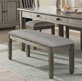 ZUN Wood Frame Dining Bench 1pc Antique Gray Finish Frame With Neutral Tone Gray Fabric Seat B01143833