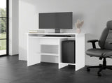 Koyuk Computer Desk with Sliding Keyboard Tray, Lower Storage Shelf and CPU Compartment, White B097P474288