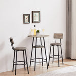 ZUN Round bar stool set with shelf, upholstered stool with backrest Grey, 23.62'' W x 23.62'' D x W1162101846