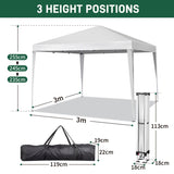 3 x 3m Practical Waterproof Right-Angle Folding Tent White 26721107