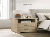 Elara 22"W Light Oak Finish 2-Drawer Nightstand Bedside Table with USB Charging Ports B061P360309