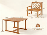 5-Piece Acacia Wood Patio Dining Set for 4, Square Outdoor Table with Umbrella Hole & Ergonomic 19480283