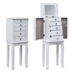 ZUN Standing Jewelry Armoire with Mirror, 5 Drawers & 8 Necklace Hooks, Jewelry Cabinet Chest with Top 57172221