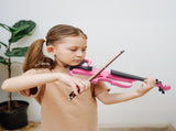 Full Size 4/4 Bunnel Edge Electric Silent Violin with Case Bow Rosin Headphone Connecting Line Pink 01411358