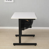 White adjustable drafting drawing table with stool and 3 drawers W34738470