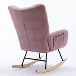 ZUN Rocking Chair Pocket, Soft Teddy Fabric Rocking Chair for Nursery, Comfy Wingback Glider Rocker W137294659