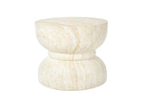 U_Style Outdoor Concrete Side Table,Rounded Waist Outdoor End Tables, Decorative Garden Stools for N711P422067M