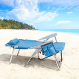 ZUN 63*70*99cm Heightened Oxford Cloth Silver White Aluminum Tube Bearing 100kg Beach Chair Blue 67374517