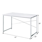 ZUN White and Chrome Vanity Desk with X-Shape Cross Bar B062P209018