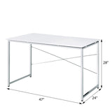 ZUN White and Chrome Vanity Desk with X-Shape Cross Bar B062P209018