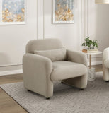 Contemporary Accent Chair Taupe Boucle Fabric Upholstery Plywood Frame Pillow Cozy Living Room B011P308555