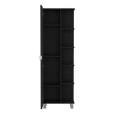 Urano Mirror Linen Cabinet, Four Interior Shelves, Five External Shelves -Black B20091992