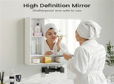 2 in 1 Mirrored Bathroom Wall Cabinet, Space-Saving Medicine Cabinet with Hidden Storage & Shelves 95620396