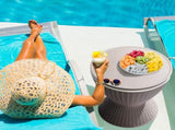 Outdoor Cooler Table, Height-Adjustable Outdoor Cool Bar w/ 8 Gallon Beer and Wine Cooler, 90343573