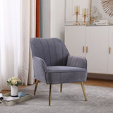 ZUN Modern Mid Century Chair velvet Sherpa Armchair for Living Room Bedroom Office Easy Assemble W136165559