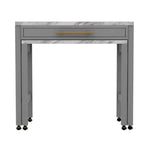 ZUN Light Gray Counter Height Table w NESTED TABLE Dining Room Furniture Faux Marble Top Table B011P232972