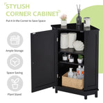 ZUN Black Bathroom Cabinet Triangle Corner Storage Cabinet with Adjustable Shelf Modern Style MDF Board N725P172615B