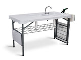 42.5" Fish Cleaning Table with Dual Sink, Portable Folding Camping Table with Foldable Extension 38077895