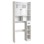 ZUN Double-Door Bathroom Cabinet with 2, Adjustable Panels, 1 Drawer and 3 Side Shelves, White 23726819