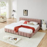 King Size Upholstered Bed ,comfortable upholstered bed frame, Chenille fabric, with headboard and W487P235312