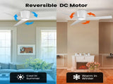 Ceiling Fans with Dimmable Led Lights, 52 Inch Flush Mount Ceiling Fan Remote Control, Quiet DC 91057415