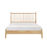 Mid-Century Modern Design Queen Platform Bed 1pc Natural Finish Wooden Bedroom Furniture Vertical B011P233932