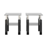 ZUN Set of 2, Modern Tempered Glass Tea Table Coffee Table End Table, Square Table for Living Room, W241104205