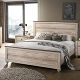 Imerland Contemporary White Wash Finish 4-Piece Bedroom Set-Queen Bed, Dresser, Mirror, Nightstand T2574P200186