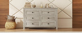 Retro Farmhouse Style Wooden Dresser with 6 Drawer, Storage Cabinet for Bedroom, Anitque Gray WF317946AAG