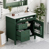 36'' Bathroom Vanity with Top Sink, Modern Bathroom Storage Cabinet with 2 Drawers and a Tip-out N710P230246F