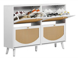 2 rows of 4 dump buckets with high-leg arched rattan shoe cabinet, particle board plastic rattan, 94024581