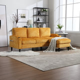 UNITED WE WIN Sofa for three, solid wood frame, Chenille fabric, side pocket, with two cup holders, W1568142737