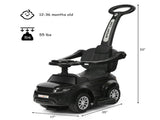 3-in-1 Kids Ride On Push Car for 12-36 Months Removable Handle Anti-Roll Board Horn Music Black 97867982
