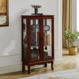 Curio Cabinet Lighted Curio Diapaly Cabinet with Adjustable Shelves and Mirrored Back Panel, W169392181