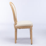 ZUN A&A Furniture,French Style Solid Wood Frame Antique Painting Linen Fabric Back Dining Chair,Set of W1143141070