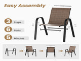 Stackable Outdoor Dining Chairs Set of 4, Textilene Patio Chairs with Powder-Coated Metal Frame, T3623P505166
