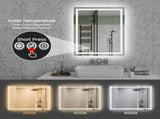 28"x36" LED Bathroom Mirror, Front-Lit and Back-Lit, 3 Color Tem Adjustable, Brightness Memory, 85015840