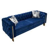 Chesterfield Modern Tufted Velvet Living Room Sofa, 84.25''W Couch,Blue W57953711
