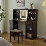 Elegant makeup vanity desk with 3 modes Adjustable Lighted Mirror,modern dressing table set with N844P257533W