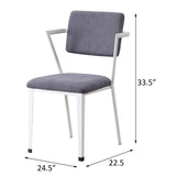 Grey and White Open Back Upholstered Office Chair B062P182688