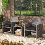 Black 3 Pieces Patio Furniture Set with Tempered Glass Coffee 86888639